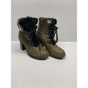 Parker And Sky Women,s Brown Leather Zipped Side Lace Up Ankle Boots Size: 5,5